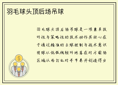羽毛球头顶后场吊球